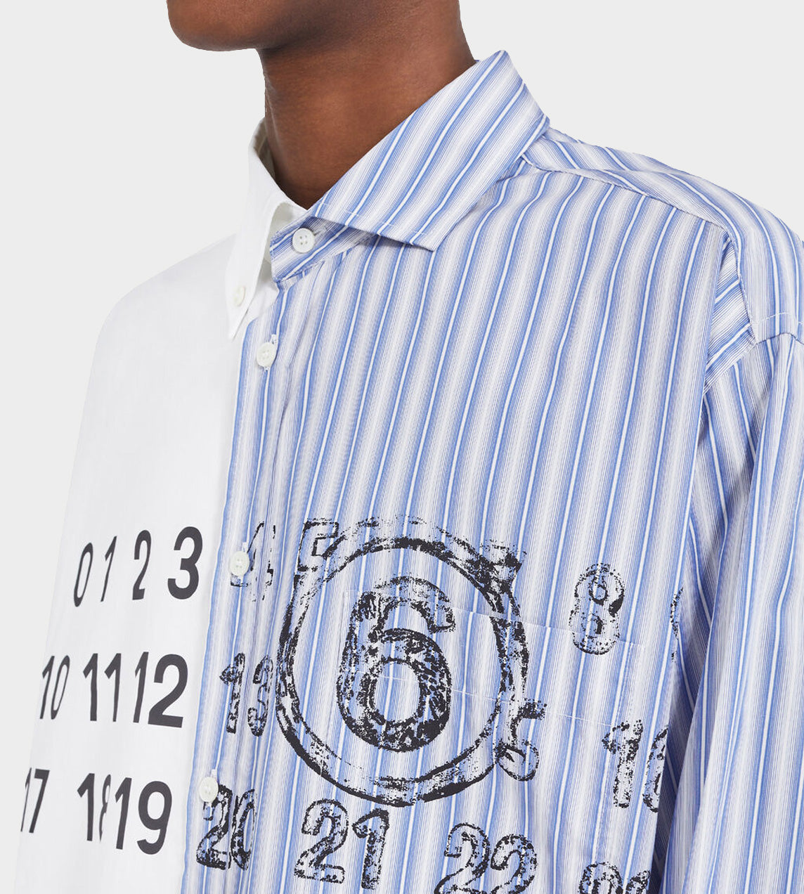 MM6 Maison Margiela Spliced Numbers Shirt White/Blue