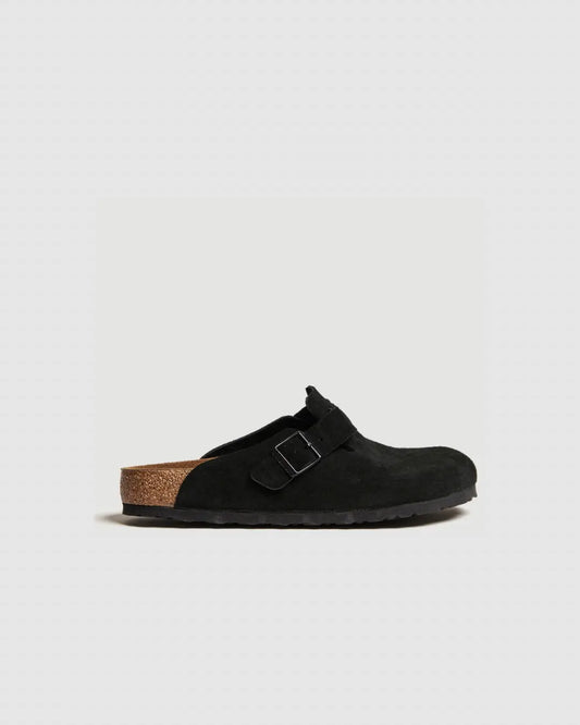 Birkenstock Boston Soft Footbed Suede Leather Clogs black urbanluxe