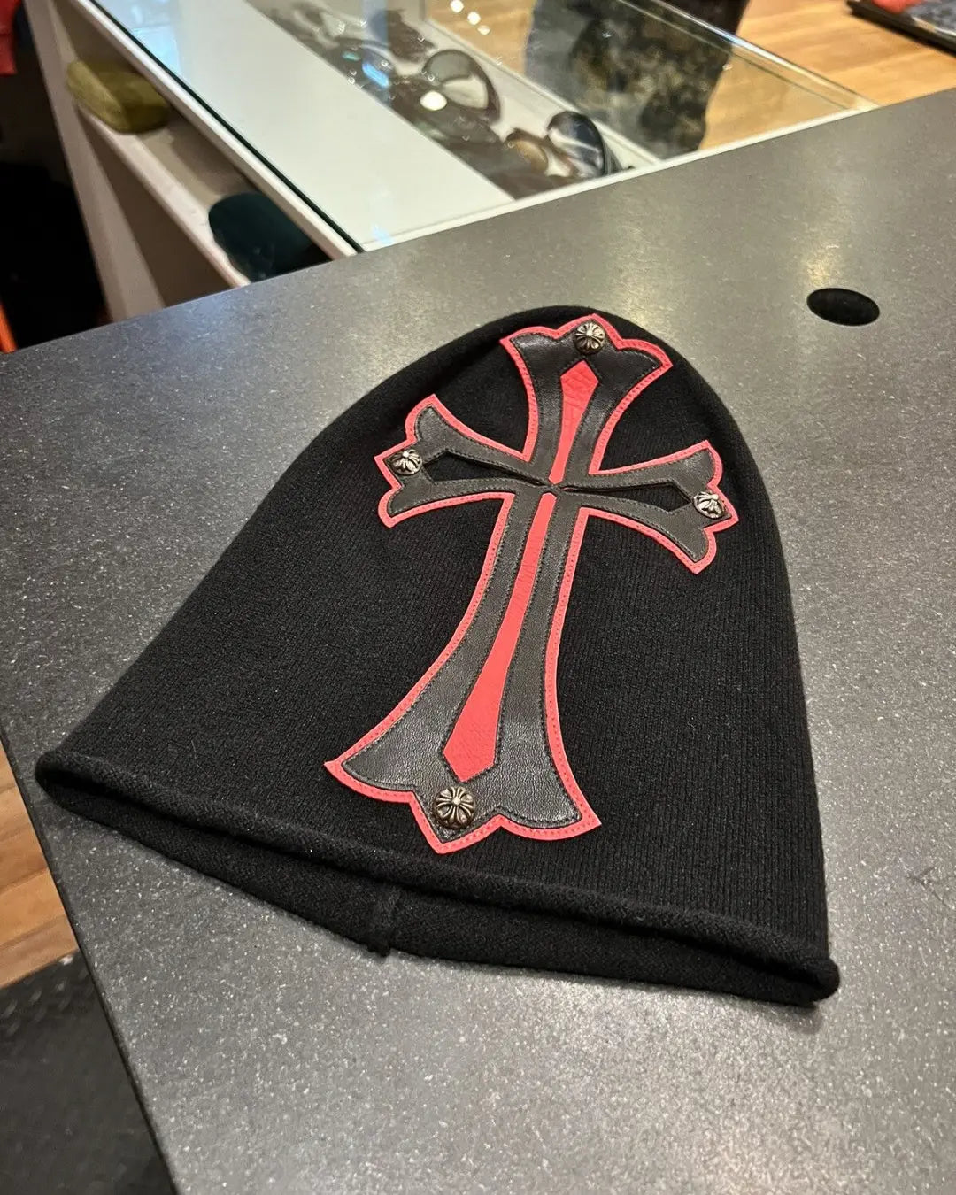 Chrome Hearts Leather Cross Cashmere Mask urbanluxeclo