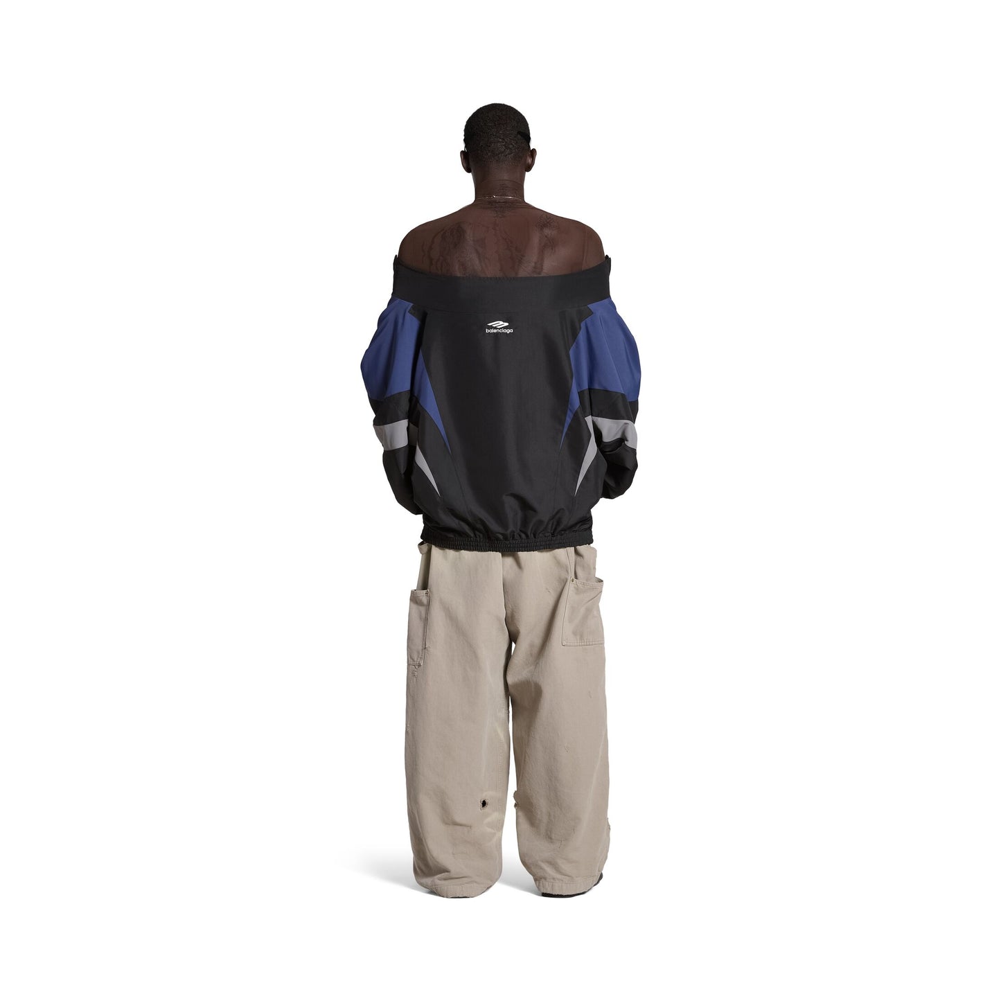 Balenciaga 3B Sports Icon Off Shoulders Tracksuit Jacket in Black