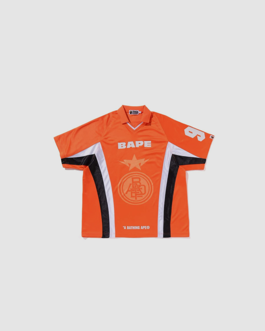 A Bathing Ape Multi Logo Relaxed Fit Soccer Jersey White Jerseys