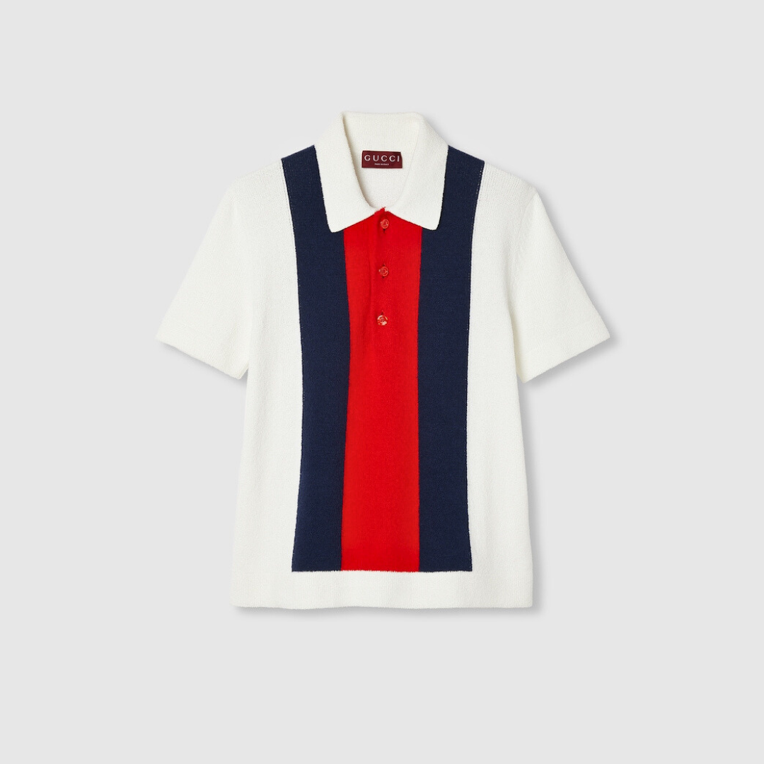 Gucci Cotton Blend Terry Knit Polo Shirt