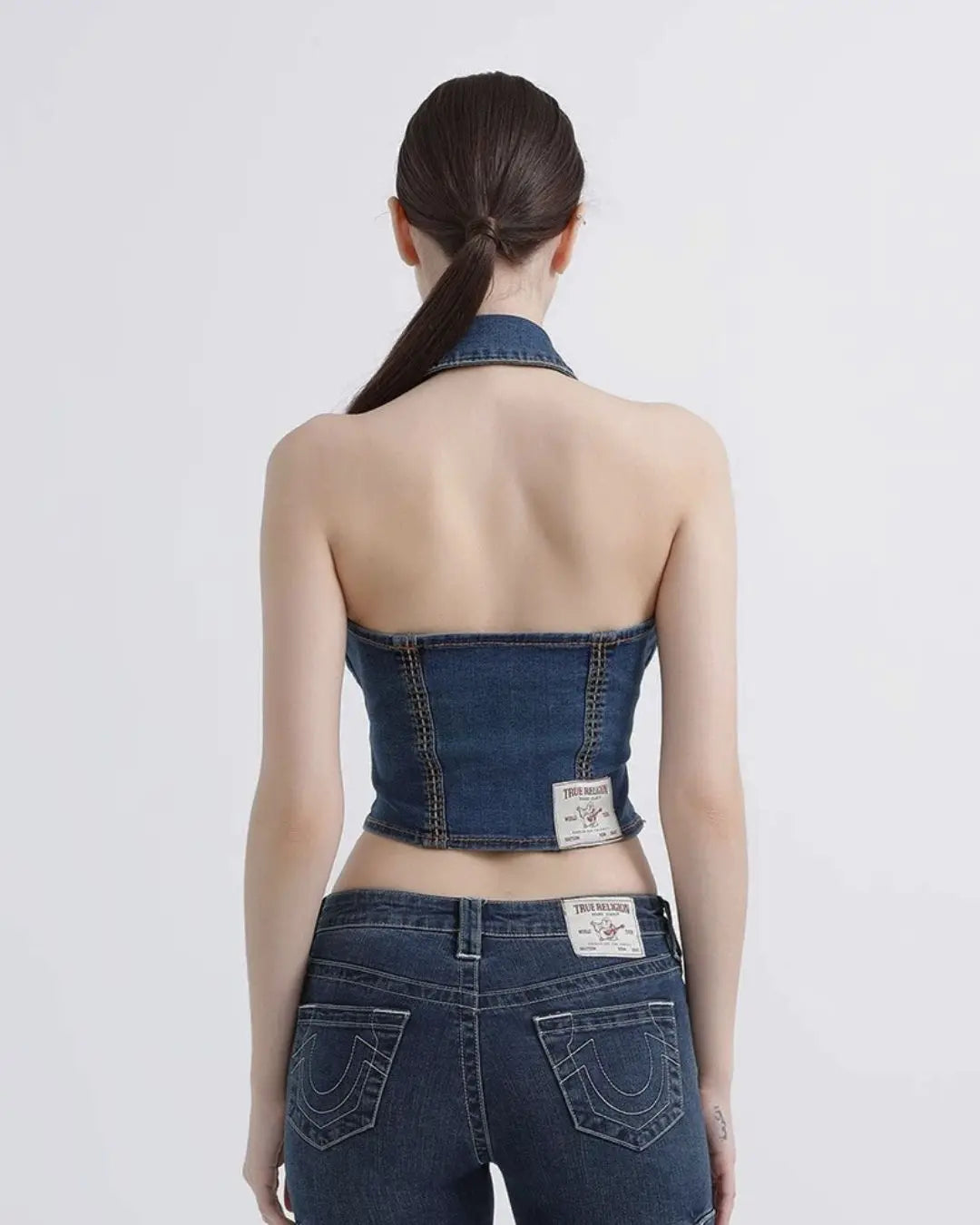 True Religion Women's Jimmy Western Halter Vest Top urbanluxeclo