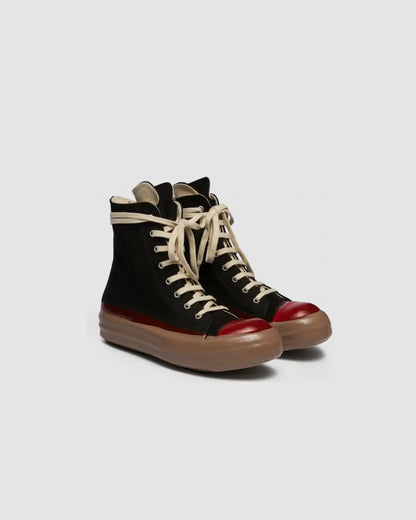 Rick Owens DRKSHDW FW25 Concordians Sneaks "Black/Red/Drk Beige" urbanluxeclo