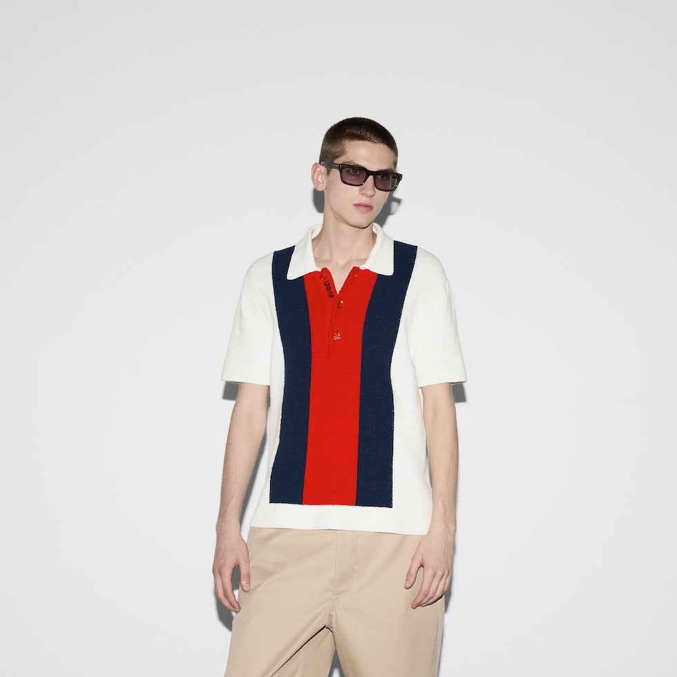 Gucci Cotton Blend Terry Knit Polo Shirt