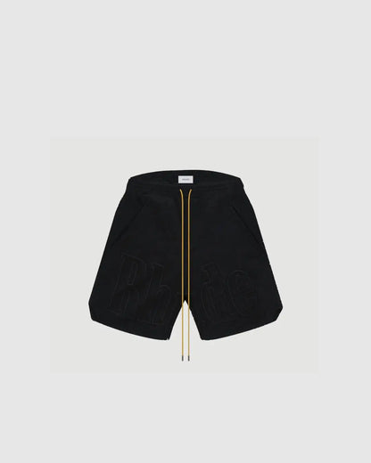 Rhude Embroidered Twill Logo Shorts black urbanluxe