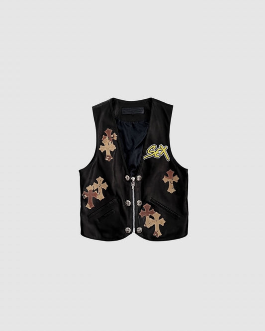 Chrome hearts matty boy sex records leather vest