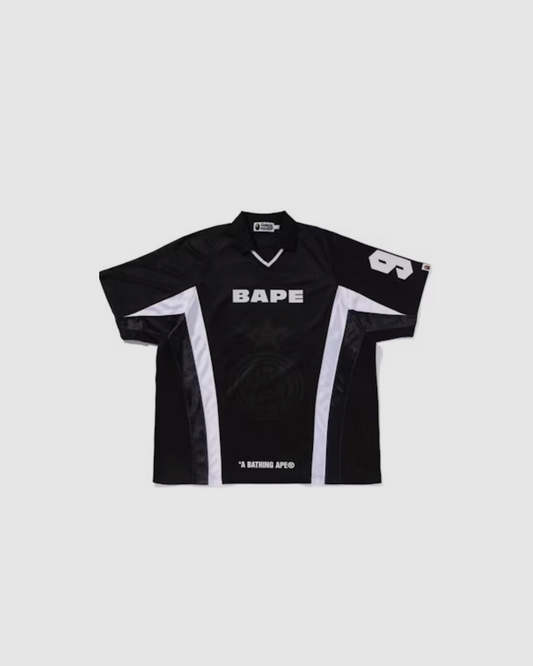 A Bathing Ape Multi Logo Relaxed Fit Soccer Jersey White Jerseys