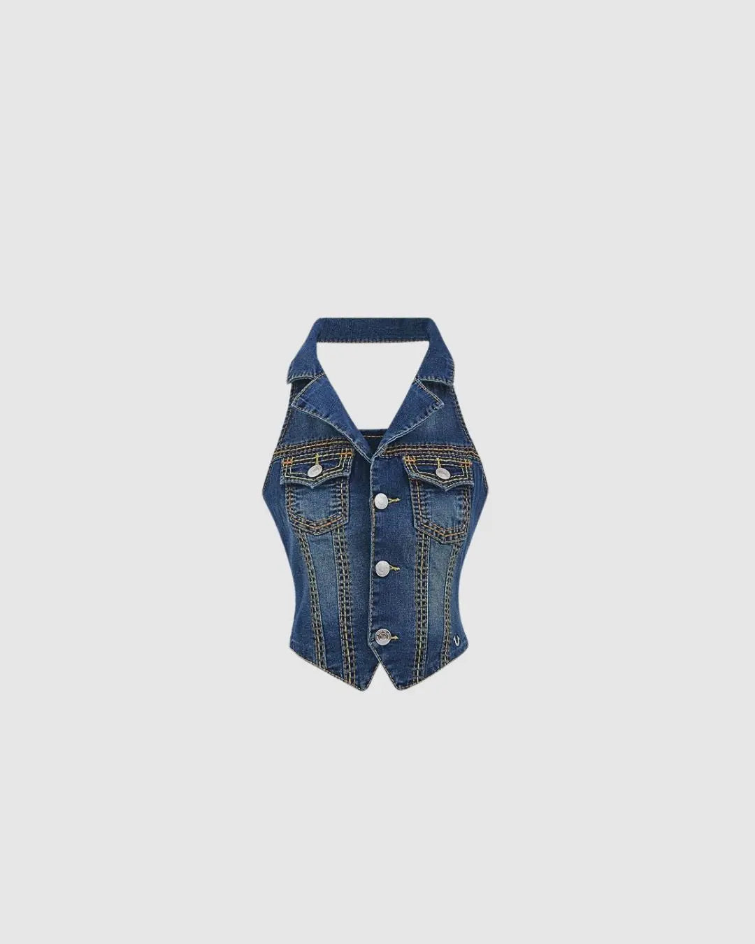 True Religion Women's Jimmy Western Halter Vest Top urbanluxeclo