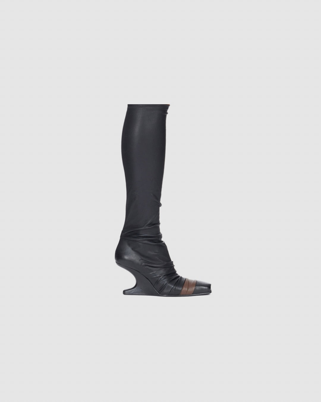 Rick Owens black Leather Knee-high Boots with Fur Accent urbanluxeclo