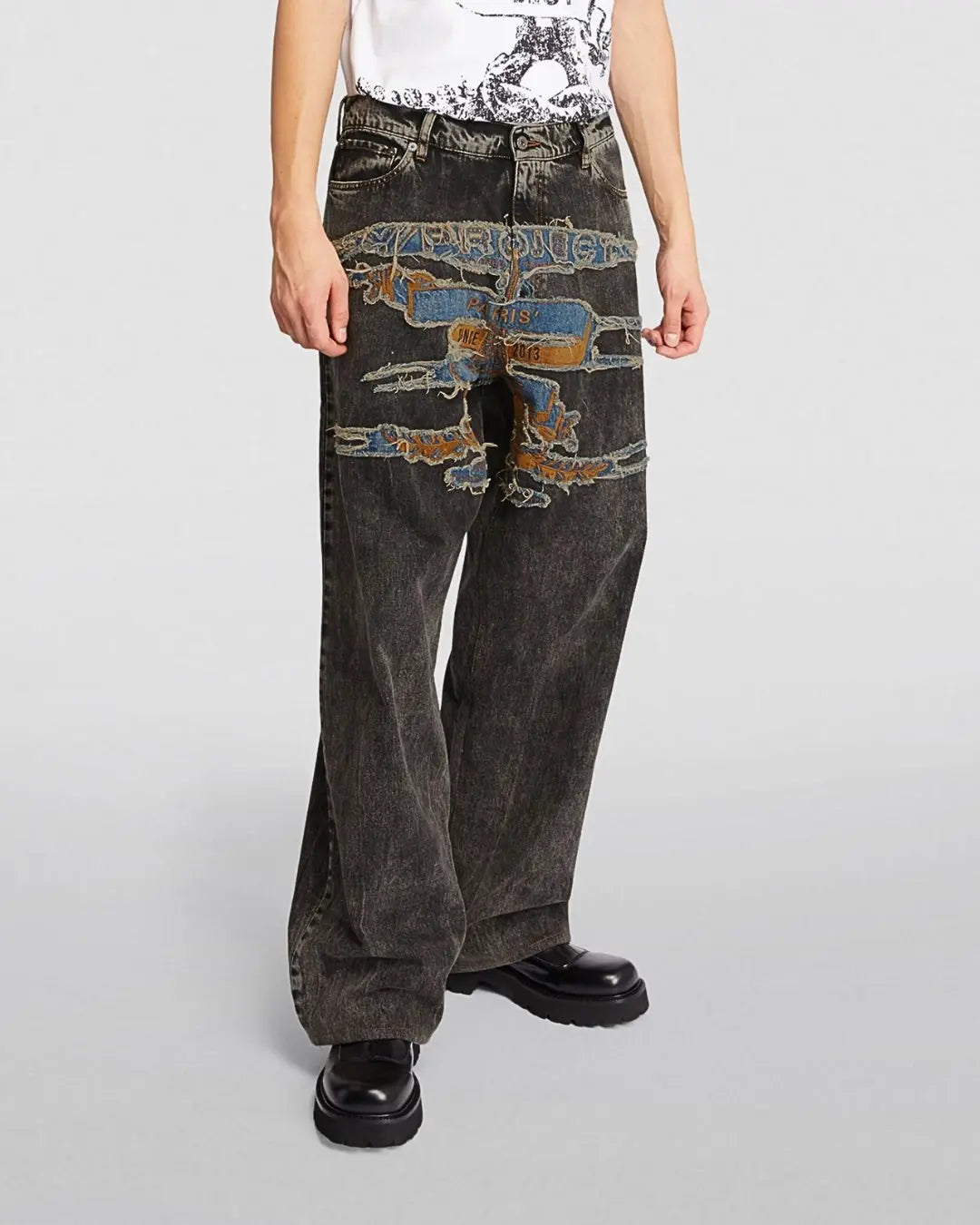 Y/PROJECT Paris Best Patch Jeans Brown urbanluxe