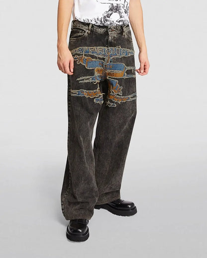 Y/PROJECT Paris Best Patch Jeans Brown urbanluxe