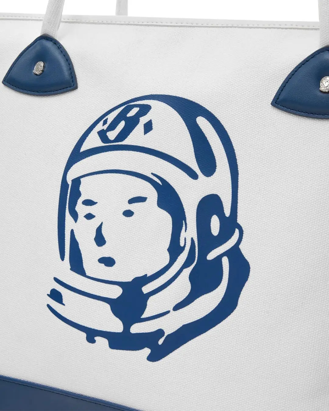 Billionaire Boys Club Pre-Fall '25 Astro Arch Logo Leather Panel Tote Bag- White/navy urbanluxeclo
