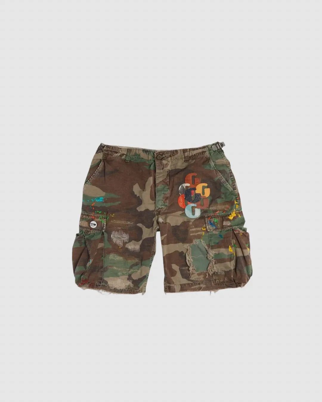 G Patch Woodland Camo Cargo Shorts urbanluxe
