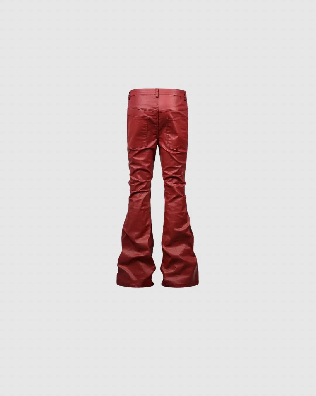 Rebel Wave丨Liquid Metal Red Coated Waxed Flared Jeans urbanluxeclo