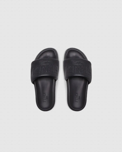 FENDI leather slides black urbanluxe