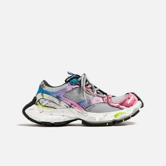 Balenciaga Stapler Sneakers in Grey/Blue/Pink/Neon Yellow/White