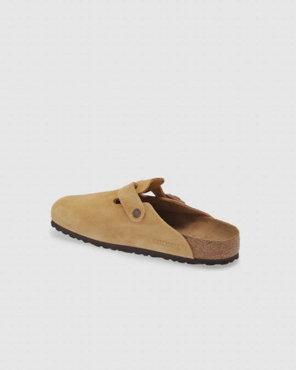 Birkenstock Boston Soft Footbed Suede Leather Clogs latte cream urbanluxe