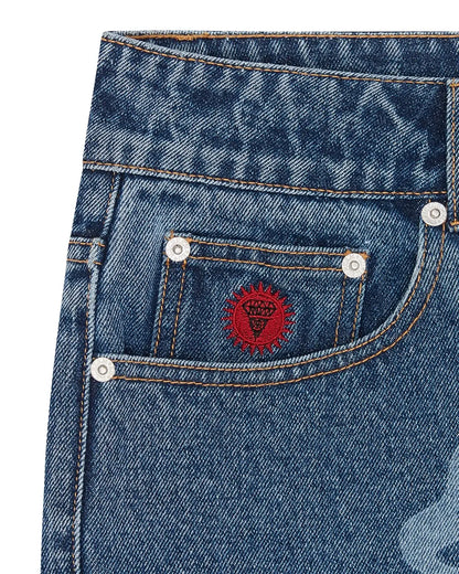Billionaire Boys Club ICE CREAM FALL '24 Running Dog Lazer Drip Denim Pants - Mid Wash Blue urbanluxeclo
