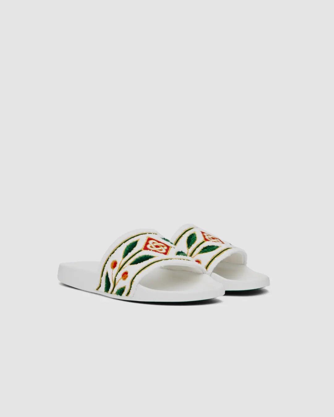 Casablanca White Laurel Terry Slides urbanluxeclo