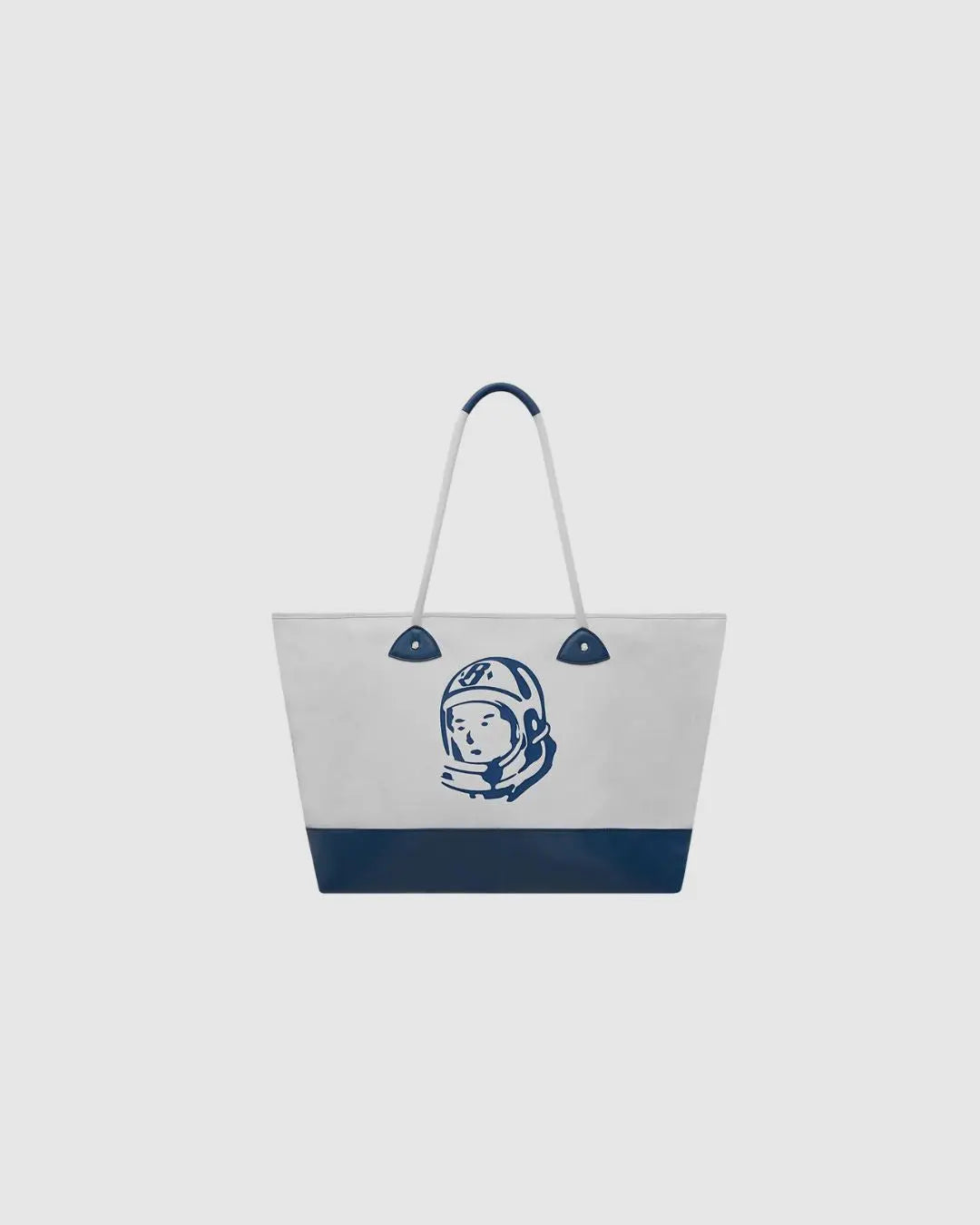Billionaire Boys Club Pre-Fall '25 Astro Arch Logo Leather Panel Tote Bag- White/navy urbanluxeclo