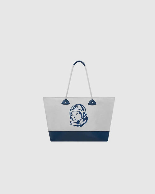 Billionaire Boys Club Pre-Fall '25 Astro Arch Logo Leather Panel Tote Bag- White/navy urbanluxeclo