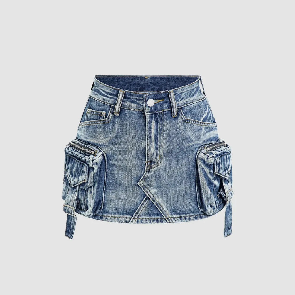 Faded Pocket Denim Mini Skirt urbanluxeclo