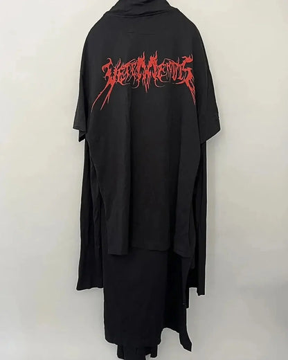 Vetements Black Skull Printed Cotton Layered Oversized T-Shirt Dress urbanluxeclo
