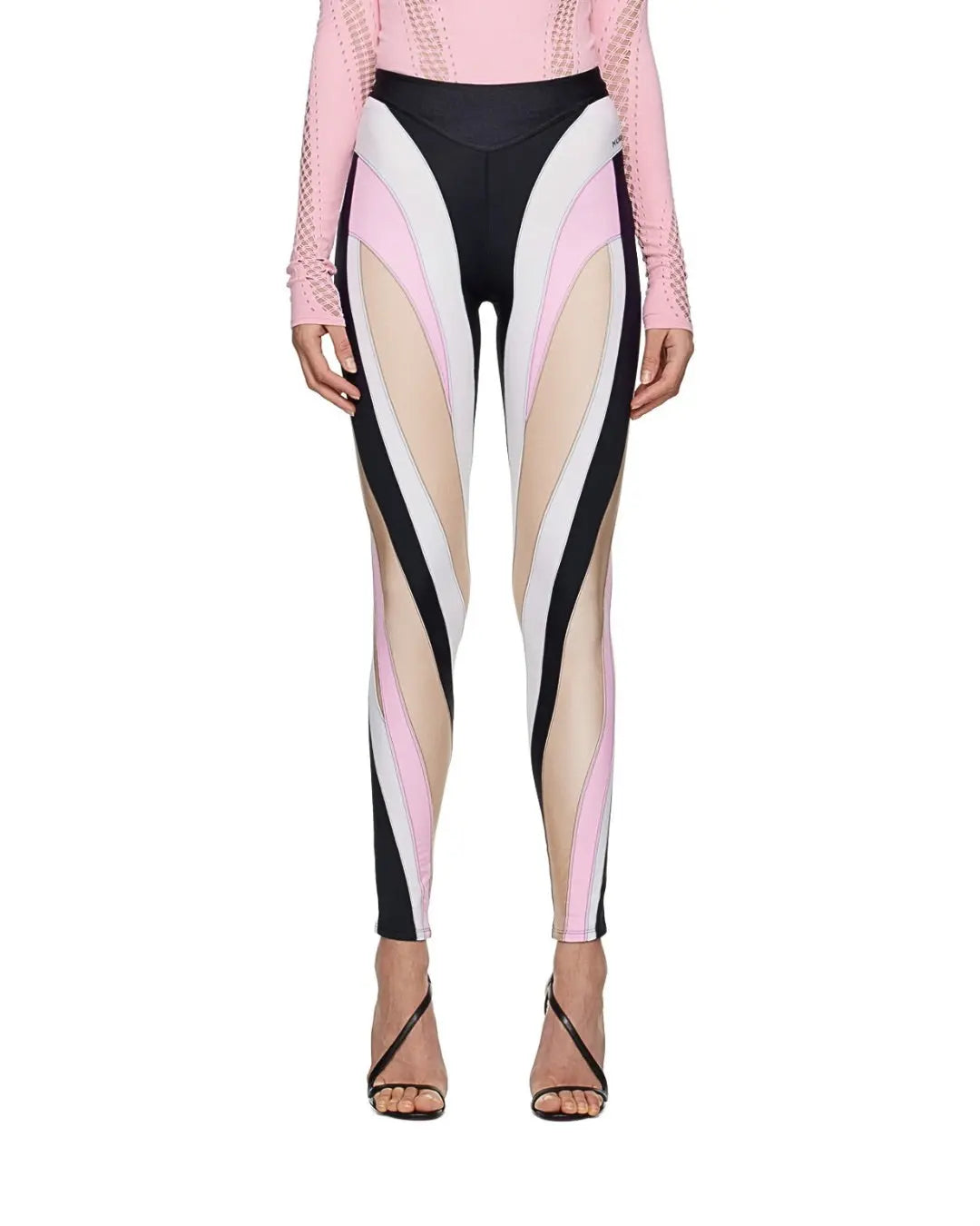 Mugler Black & Pink Spiral Leggings urbanluxeclo