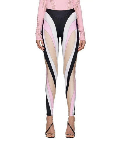 Mugler Black & Pink Spiral Leggings urbanluxeclo