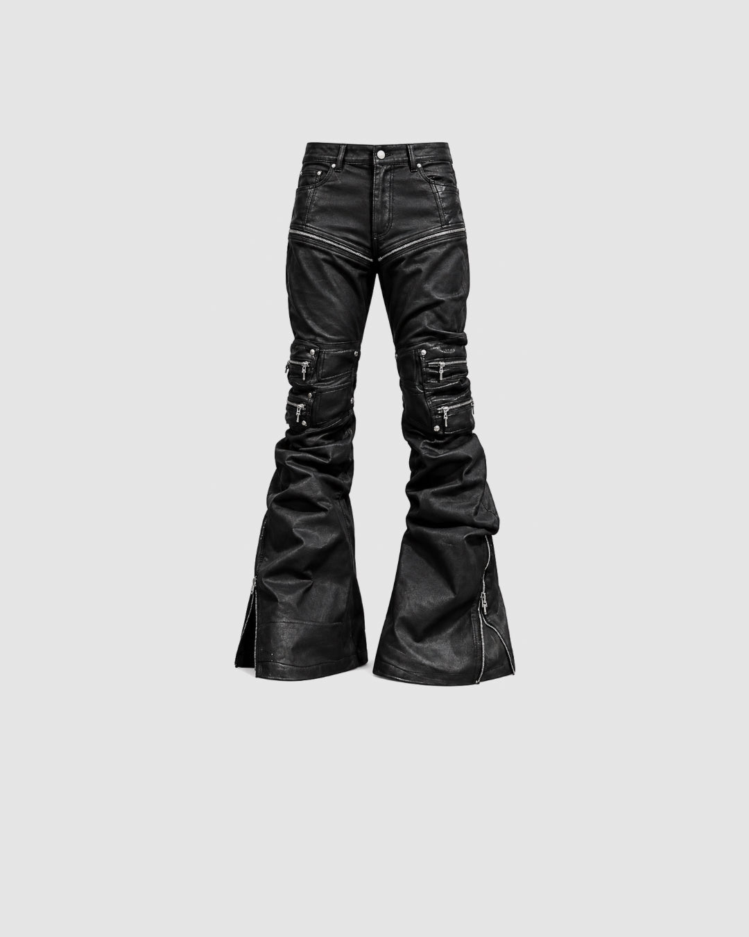 ÜL archive patchwork leather waxed pants